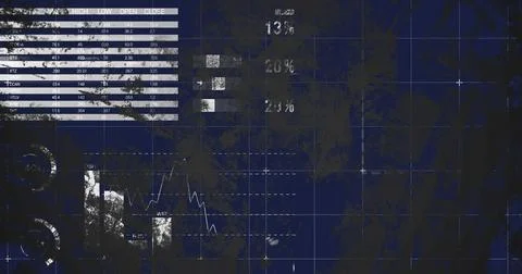 Image of financial data processing over black background 스톡 사진