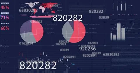 Image of financial data processing over dark background 写真素材