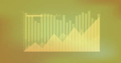Image of financial data processing over yellow background Stock Photos