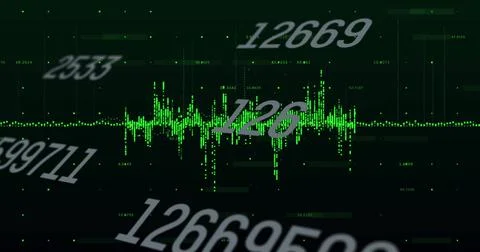 Image of financial data processing over black background Stock Photos