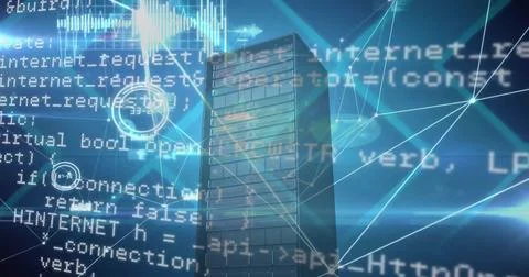 Image of financial data processing over computer server Stock Photos