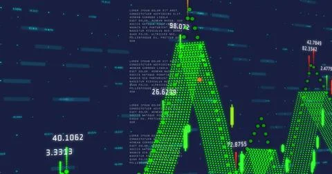 Image of financial data processing over dark background Foto stock