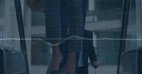 Image of financial data processing over business people 스톡 사진