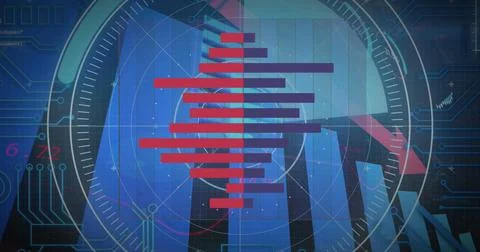 Image of financial data processing over dark background Foto stock