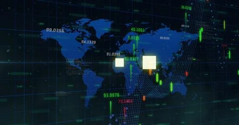 Image of financial data processing over statistics Stock Photos