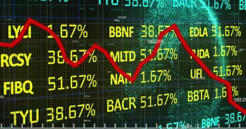 Image of financial data processing over dark background Foto stock