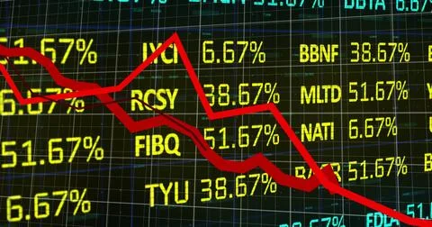 Image of financial data processing over dark background Foto stock
