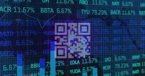 Image of financial data processing over dark background Foto stock