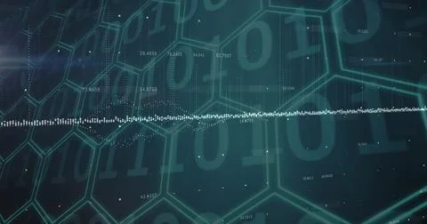 Image of financial data processing over dark background Foto stock