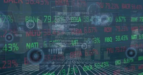 Image of financial data processing over graphs and charts 스톡 사진