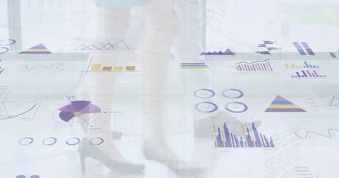 Image of financial data processing over business people Stock Photos