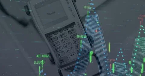 Image of financial data processing with payment terminal Stockillustratie