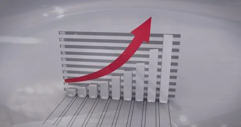 Image of financial data processing with red arrow Stock Photos