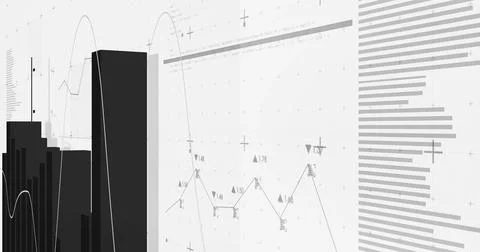 Image of financial data processing on white background Stockillustratie