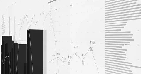 Image of financial data processing on white background Stock Illustration