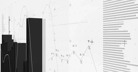 Image of financial data processing on white background Stock Illustration