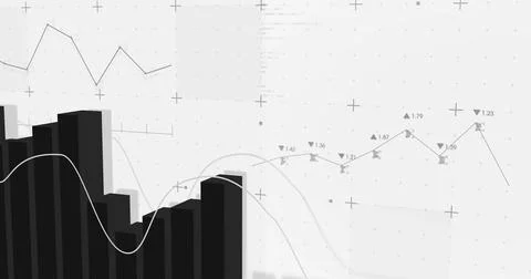 Image of financial data processing on white background Stock Illustration