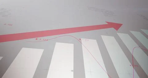 Image of financial data processing on white background Illustrazione stock