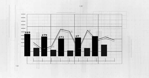 Image of financial data processing on white background 스톡 일러스트