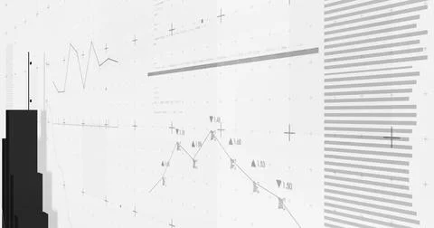 Image of financial data processing on white background 스톡 일러스트