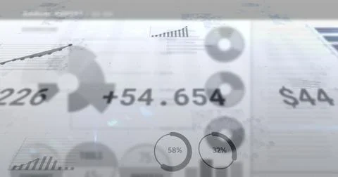 Image of financial data processing on white background Foto stock