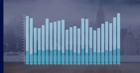 Image of financial graph over cityscape Stock Illustration