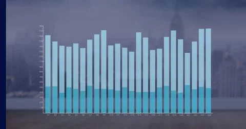 Image of financial graph over cityscape Stock Illustration