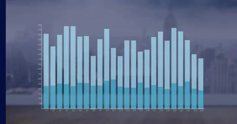Image of financial graph over cityscape Stock Illustration