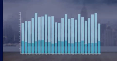 Image of financial graph over cityscape Stock Illustration