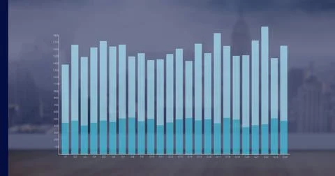 Image of financial graph over cityscape Stock Illustration