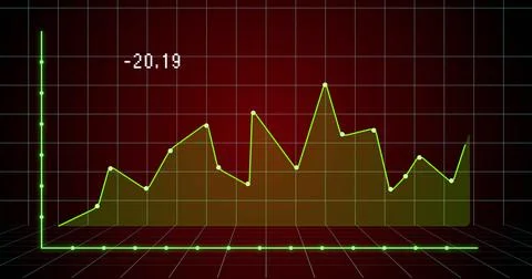 Image of financial graph over dark red background Ilustração Stock