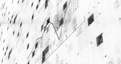 Image of financial graph over data processing on white background 库存插图