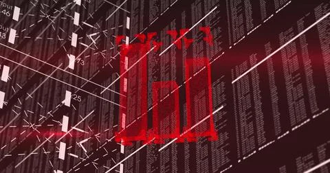 Image of financial graph over data processing on dark background Stock Illustration