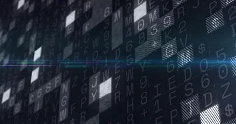 Image of financial graph over data processing on dark background イラスト素材