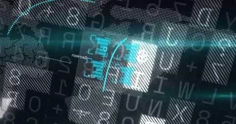 Image of financial graph over data processing on dark background Stock Illustration