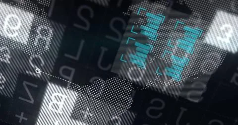 Image of financial graph over data processing on dark background Stock Illustration