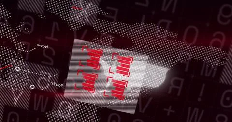 Image of financial graph over data processing on dark background Illustrazione stock