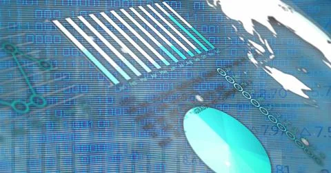 Image of financial graph over data processing 스톡 일러스트