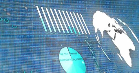 Image of financial graph over data processing Stock Illustration