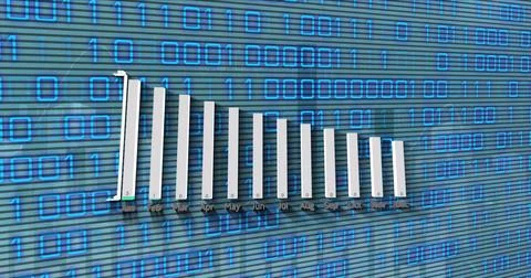 Image of financial graph over data processing Illustrazione stock