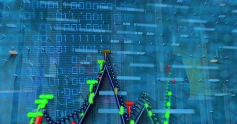 Image of financial graph over data processing Stock Photos
