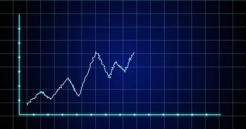 Image of financial graph over navy background Ilustração Stock