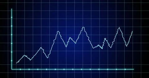 Image of financial graph over navy background Ilustração Stock