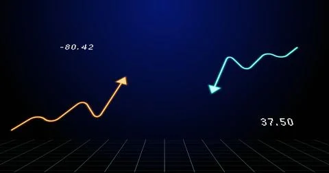 Image of financial graph over navy background Ilustração Stock