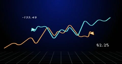 Image of financial graph over navy background Ilustração Stock
