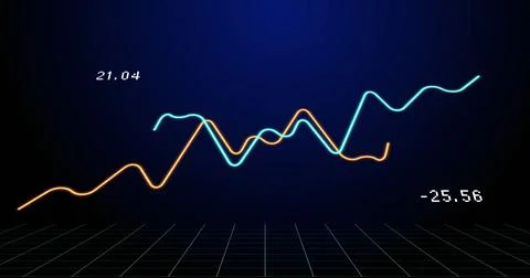 Image of financial graph over navy background Ilustração Stock