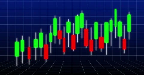 Image of financial graph over navy background Ilustração Stock