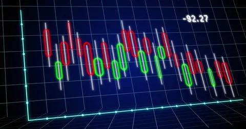 Image of financial graph over navy background Ilustração Stock