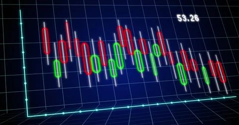 Image of financial graph over navy background Ilustração Stock