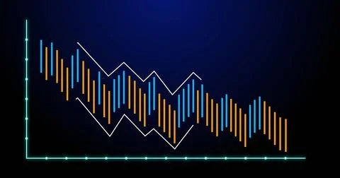 Image of financial graph over navy background Ilustração Stock